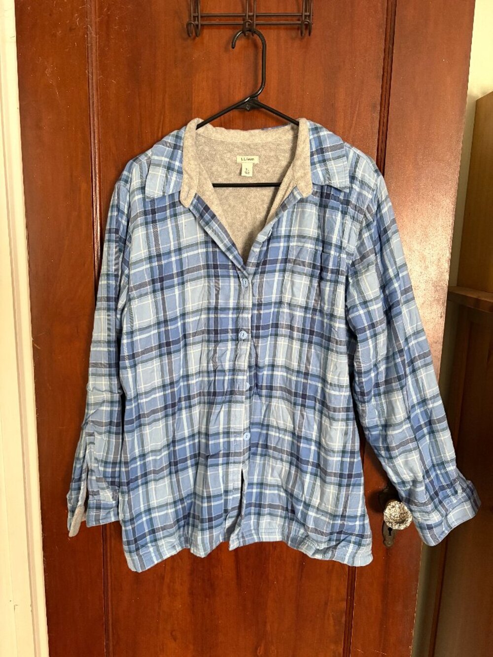 LLBean Fleece-Lined Flannel Shirt, Size XL